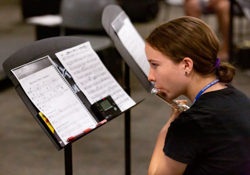 Student playing the flute