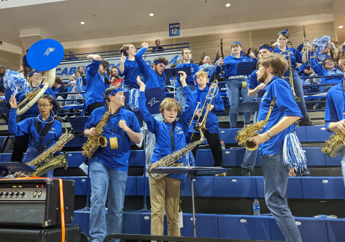 The pep band at a game